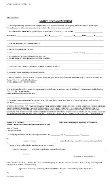 Notice of Commencement Form - Nine Points - Florida