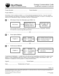 Document preview: Form TRT/DOC/00459 Residential Compliance Certificate - City of Phoenix, Arizona