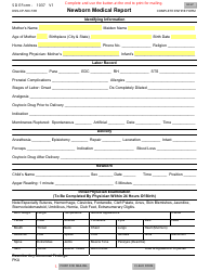 Document preview: SD Form 1037 V1 (DSS-CP-500) Newborn Medical Report - South Dakota
