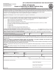 Document preview: Form DR2175 Power of Attorney for Motor Vehicle Only - Colorado