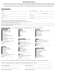 Document preview: Massage Therapy Health History Form