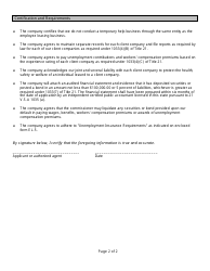 DOL Form EL-1 Employee Leasing Company Licensure &amp; Registration Application - Vermont, Page 2