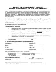 Request for Payment of Leave Balances for Employees Approved for Long Term Disability - Utah