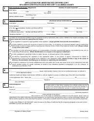 Application for Unrestricted Certified Copy of a Birth Certificate - County of Alameda, California, Page 2