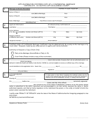 Application for Certified Copy of a Confidential Marriage Certificate - County of Alameda, California, Page 2