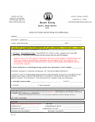Document preview: Application for Review of Appraisal - Sumter County, South Carolina