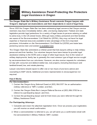 Military Assistance Panel Program Registration Form - Oregon