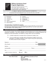 Military Assistance Panel Program Registration Form - Oregon, Page 2