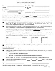 Document preview: Application for Forbearance - Campus Partners