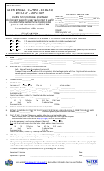 Form 646 Geothermal Heating/Cooling Notice of Completion - Montana