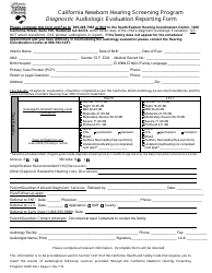 Document preview: Form NHSP300-1 Region C California Newborn Hearing Screening Program Diagnostic Audiologic Evaluation Reporting Form - California