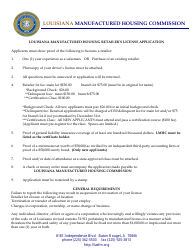 Document preview: Louisiana Manufacturered Retailer's License Application Form - Louisiana