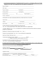 Louisiana Manufacturered Retailer&#039;s License Application Form - Louisiana, Page 2