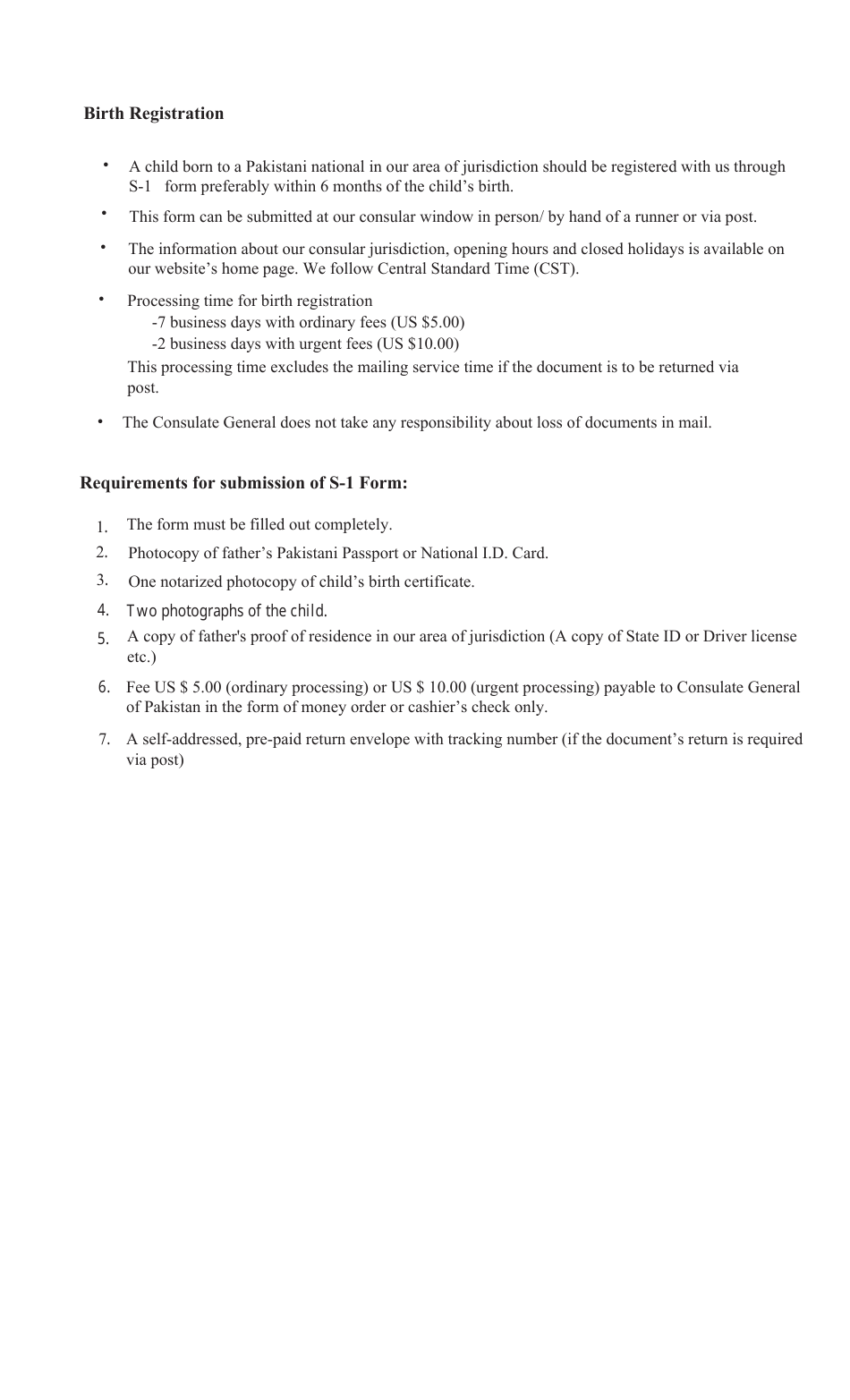 Form S-1 Appendix XVII Certificate of Registration of Birth in a Country Outside Pakistan of a Child Born to a Citizen of Pakistan - Pakistan, Page 2