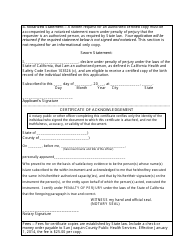 Mail Application for Certified Copy of Birth Certificate - San Joaquin County, California, Page 2
