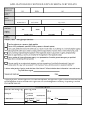 Document preview: Application for Certified Copy of Birth Certificate - California