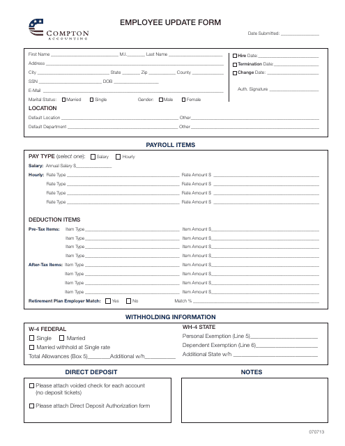 Employee Update Form - Compton Accounting Download Pdf