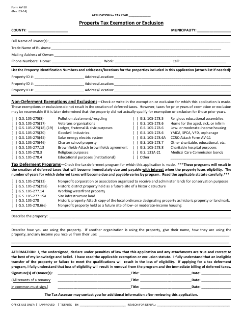 Form AV 10 Fill Out Sign Online And Download Printable PDF North 