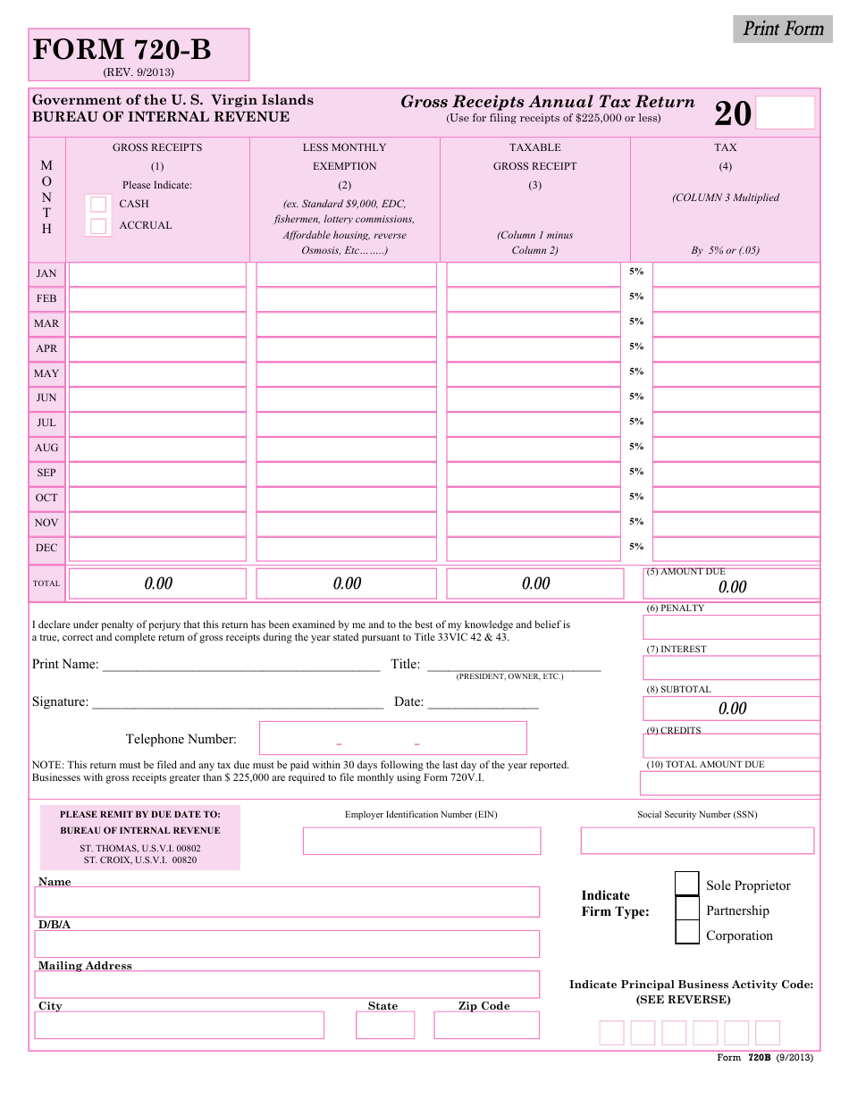 Form 720-b Download Fillable PDF or Fill Online Gross ...