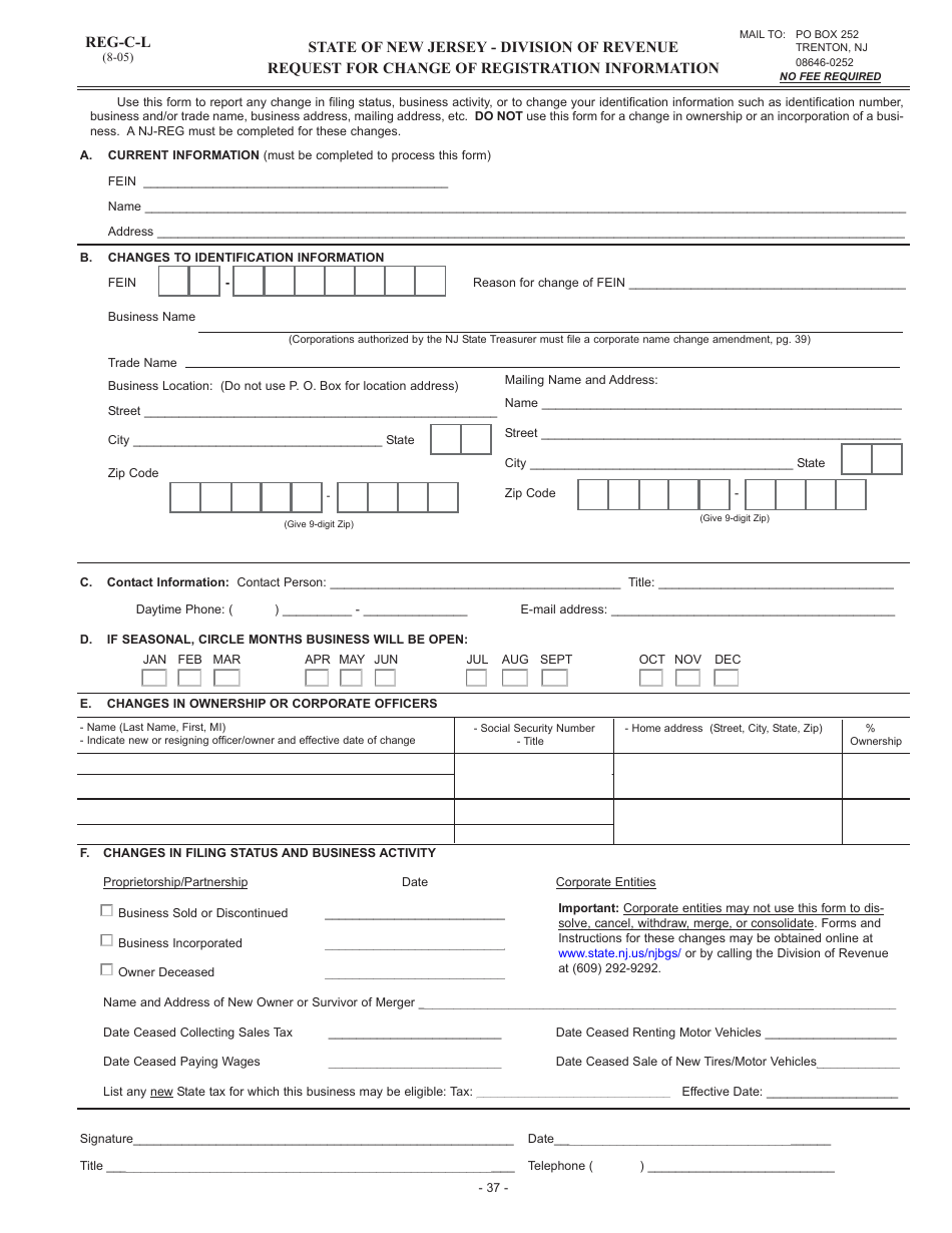 Form REGCL Fill Out, Sign Online and Download Fillable PDF, New