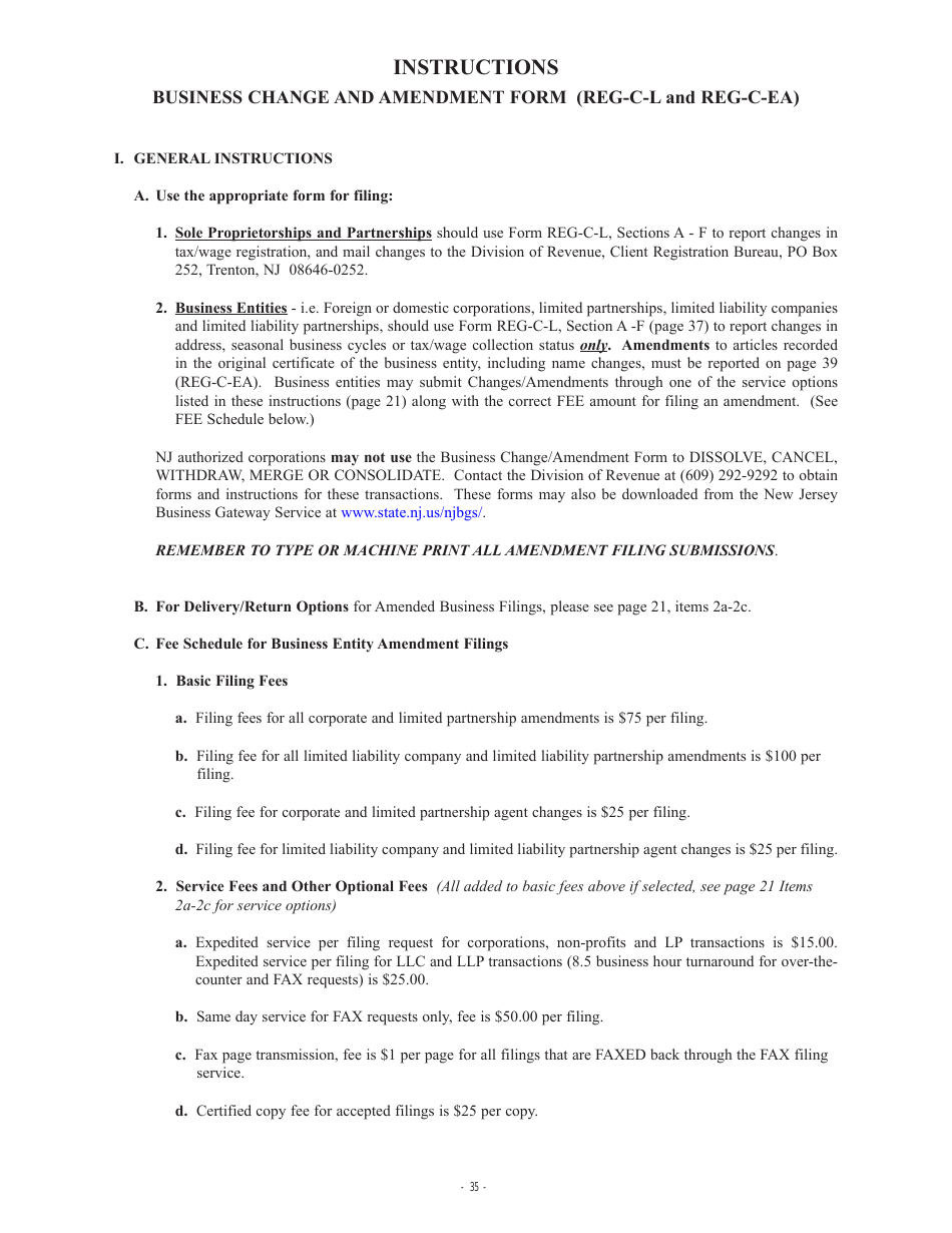 Form REG-C-L Request for Change of Registration Information - New Jersey, Page 3