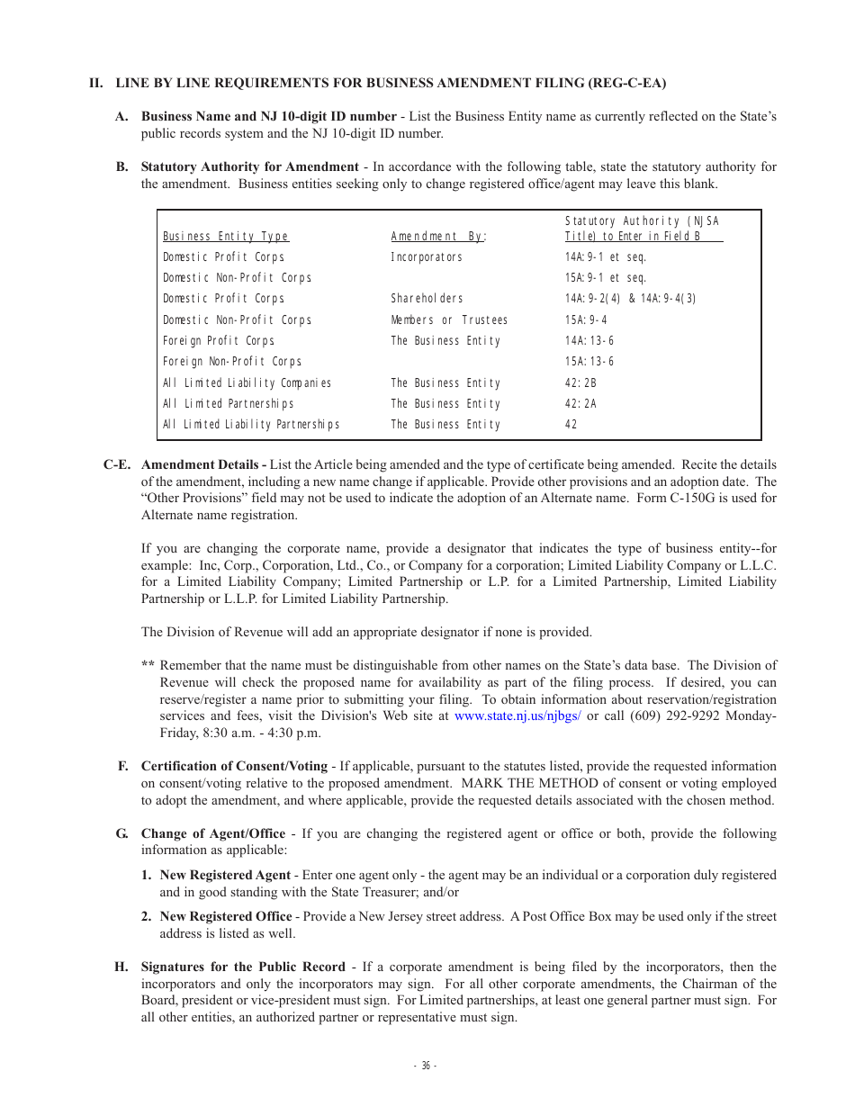 Form REG-C-L Request for Change of Registration Information - New Jersey, Page 4