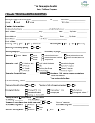 Document preview: Early Childhood Programs Application Form - Campagna Center