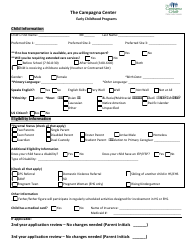 Early Childhood Programs Application Form - Campagna Center, Page 3