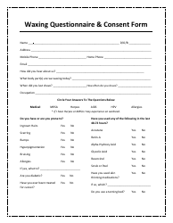 Waxing Questionnaire &amp; Consent Form