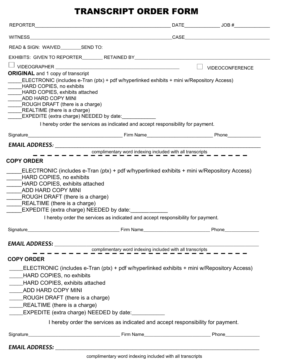 Transcript Order Form - Lines, Page 1