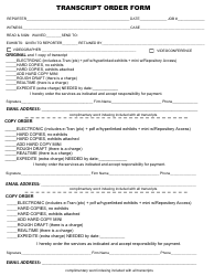 Document preview: Transcript Order Form - Lines