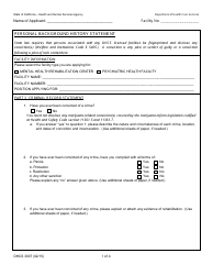 Document preview: Form DHCS3007 Personal Background History Statement - California