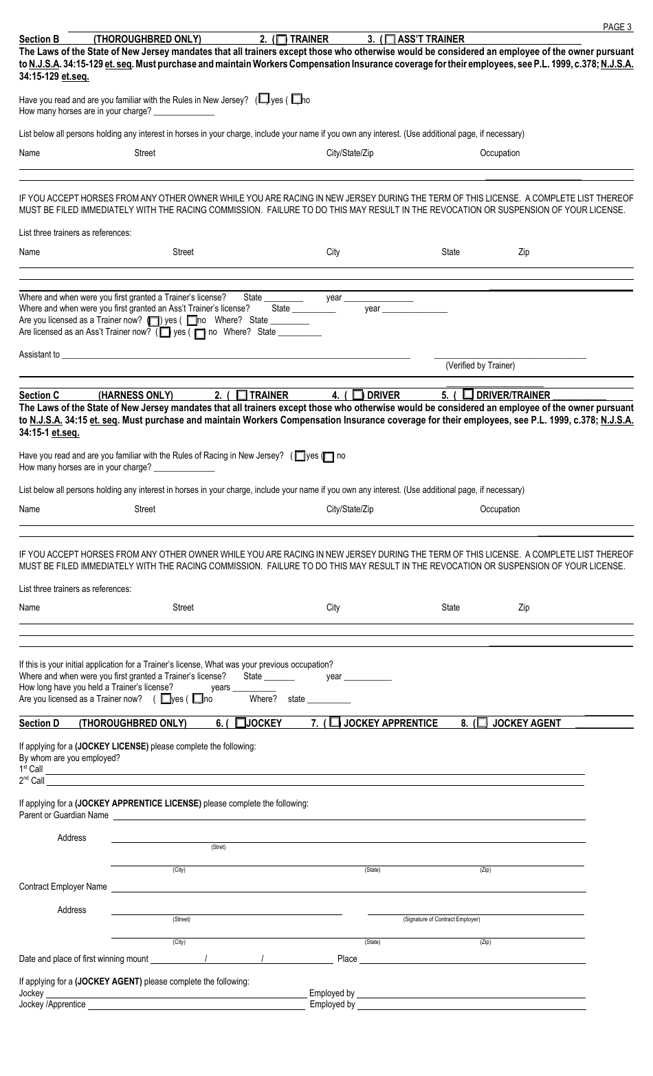 Licensing Form I Application - New Jersey, Page 3