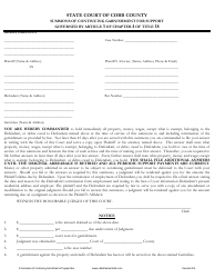 Summons of Continuing Garnishment for Support Form - Cobb County, Georgia (United States)