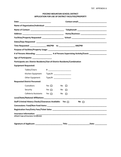 Application for Use of District Facilities/Property - Pocono Mountain School District