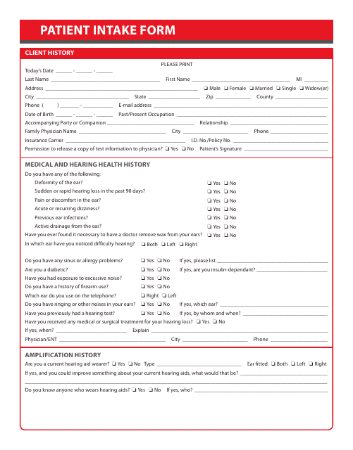 Patient Intake Form - Red