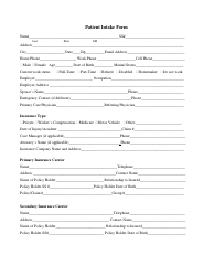 Document preview: Patient Intake Form