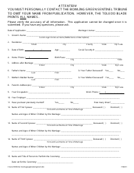 Document preview: Groom's Marriage Application Form - Wood County, Ohio