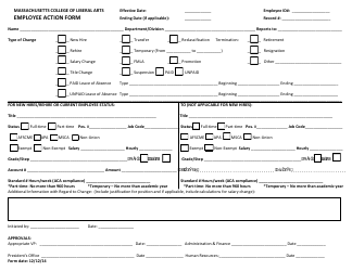 Document preview: Employee Action Form - Massachusetts College of Liberal Arts