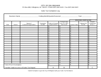 6% Sales Tax Report Form - Dillingham, Alaska, Page 2