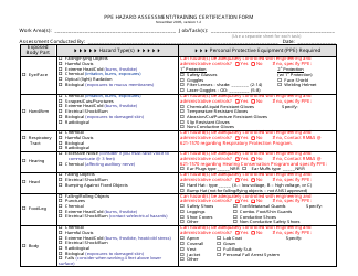 Document preview: Ppe Hazard Assessment/Training Certification Form