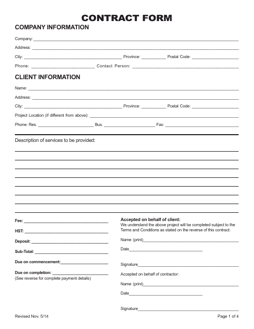 Contract Form/Tender Prequalification Form