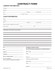Contract Form/Tender Prequalification Form