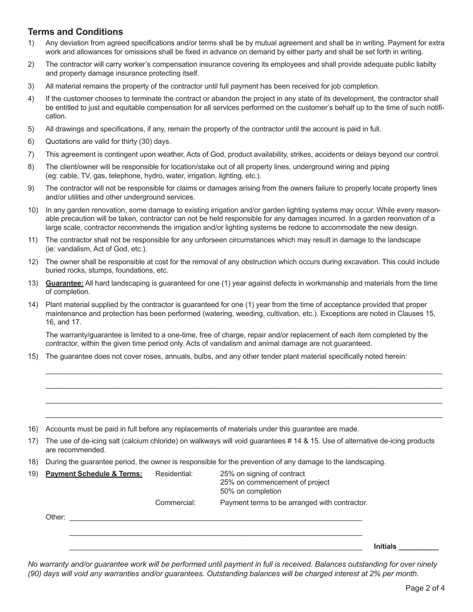 Contract Form / Tender Prequalification Form, Page 2