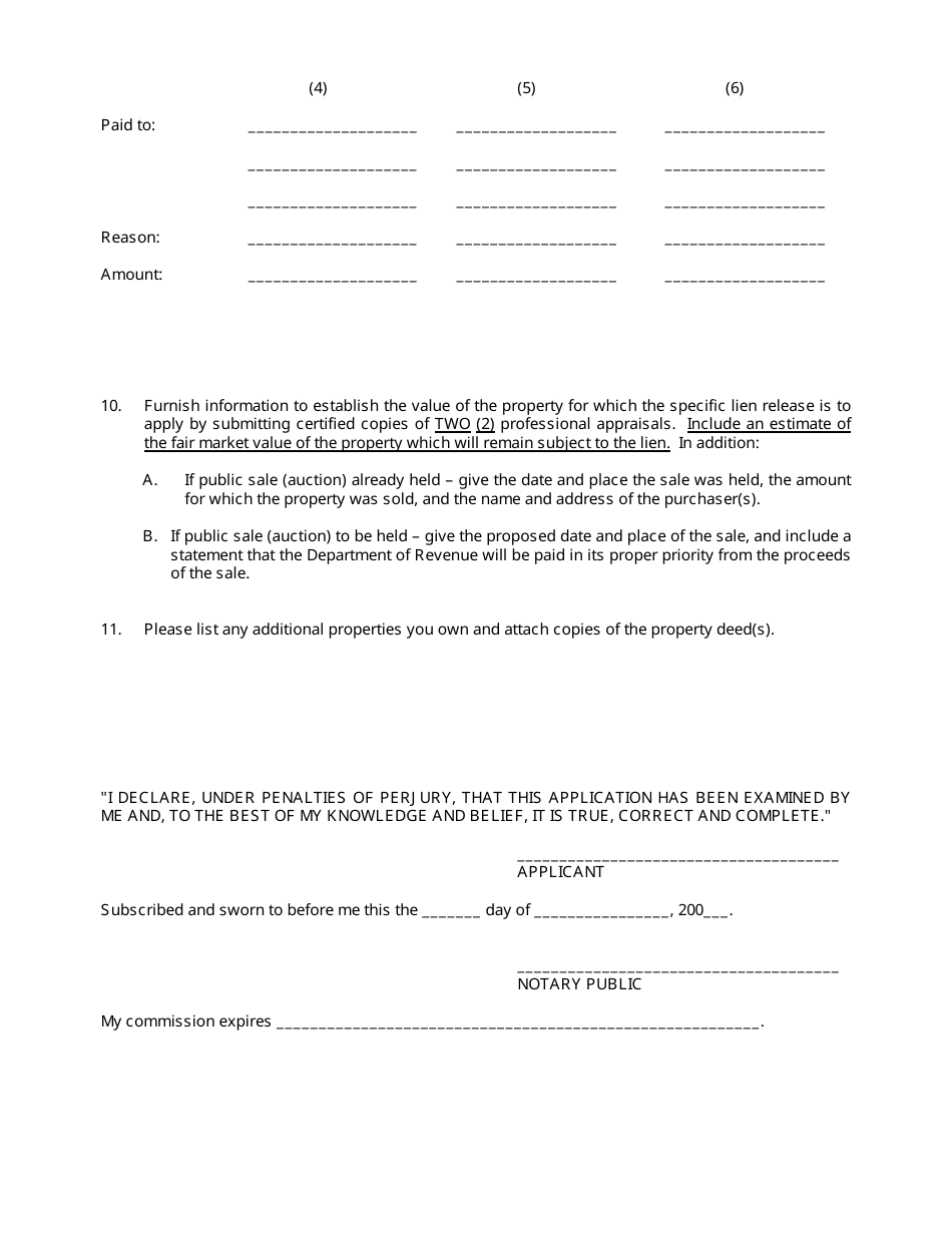 Form 12A503 Application for Specific Lien Release - Kentucky, Page 4