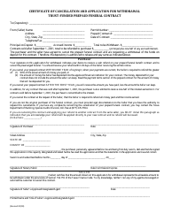 Document preview: Certificate of Cancellation and Application for Withdrawal Trust-Funded Prepaid Funeral Contract - Texas