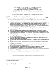 Application for Use of Hand-Held Dental Radiation Machine - Maryland, Page 2