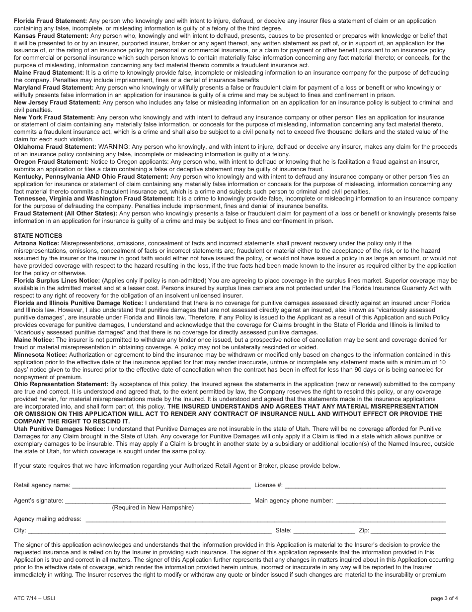 Artisan / Trade Contractors Product Application Form - Usli, Page 3