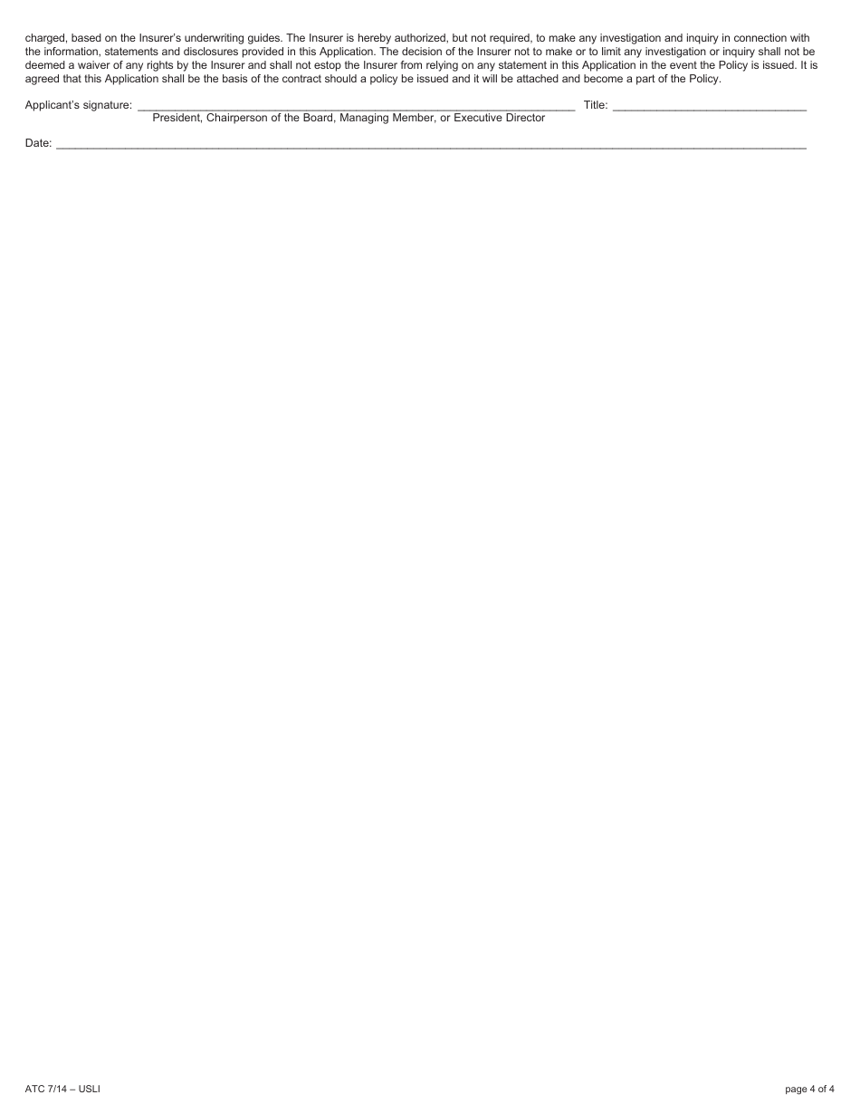 Artisan / Trade Contractors Product Application Form - Usli, Page 4