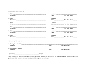 &quot;Professional Development Documentation Form - Mountain Home School District&quot;, Page 2
